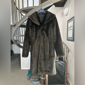 Faux Fur Brown Reversible Waterproof Coat Jacket